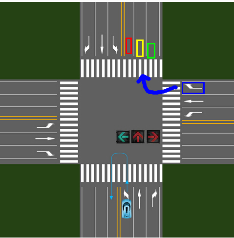 [问题求解] 求助老司机,在十字路口,右转变道的问题.