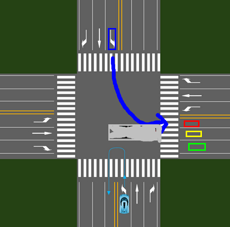 [问题求解] 求助老司机,在十字路口,右转变道的问题.