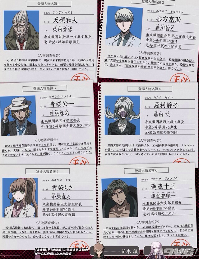 [搬运]《弹丸论破3:绝望篇/未来篇》全部33名角色(附声优)介绍!