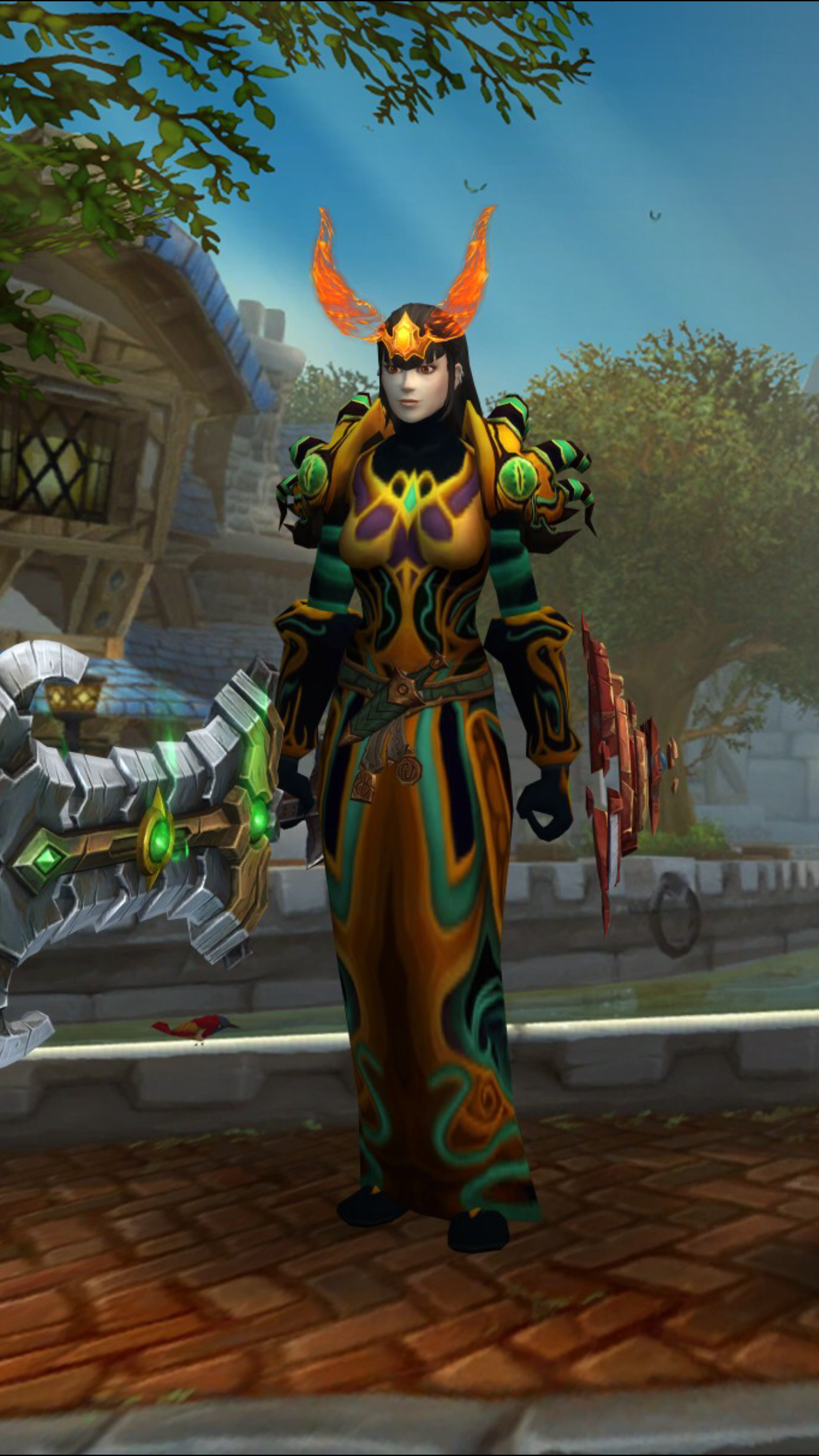 想把法师幻化成术士~有古尔丹肩膀了~衣服和头部也选好了~求手套