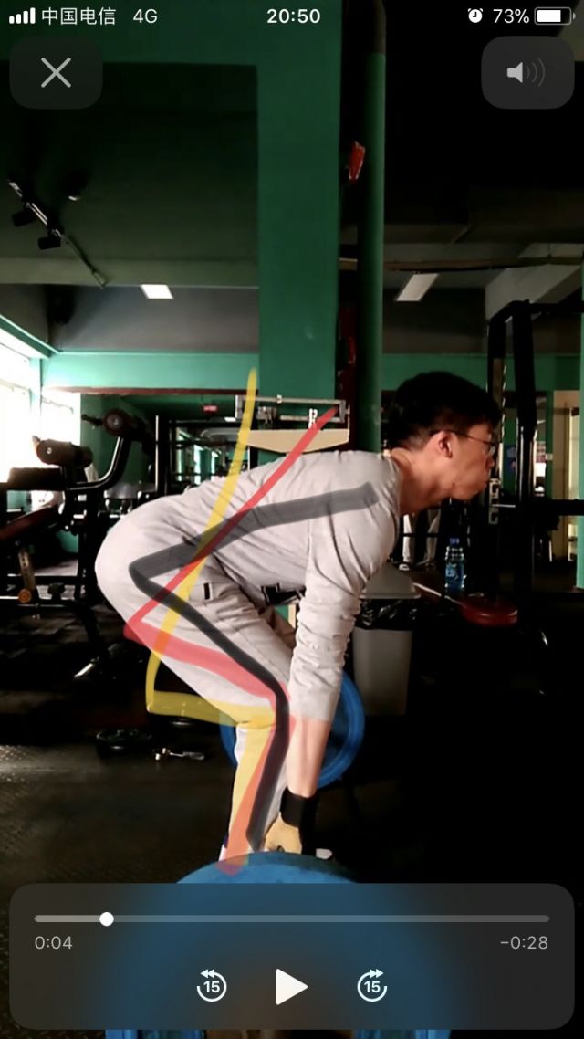 黑色是这次的臀位,红色是应该要达到的臀位,黄色可能是你上次的臀位